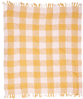 Mi Arcus Solid, Checkered Crib Comforter for  AC Room(Cotton, Yellow)