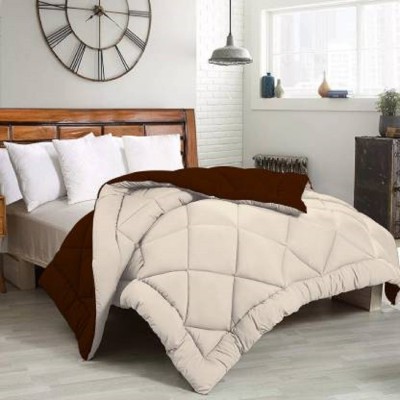 TUNDWAL'S Solid Single Comforter for  Mild Winter(Microfiber, Brown, OFF WHITE)