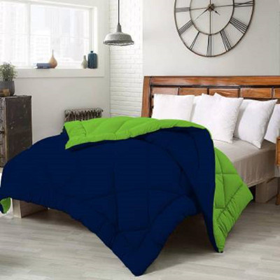 TUNDWAL'S Solid Single Comforter for  Mild Winter(Microfiber, ROYAL BLUE, Green)