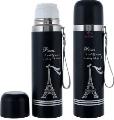 Heart Home 500 ml Steel Flask(Pack of 2, Black)