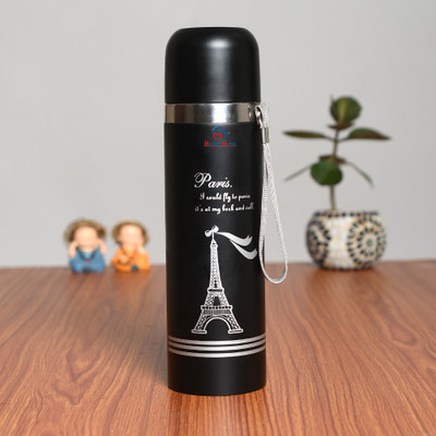 Heart Home 500 ml Steel Flask(Pack of 1, Black)