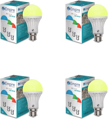 empire electrotech 3 W Round B22 LED Bulb(Yellow, Pack of 4)