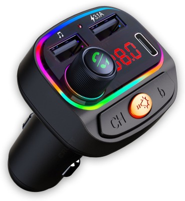 Crust v5.0 Car Bluetooth Device with FM Transmitter, Car Charger, Audio Receiver, MP3 Player, Adapter Dongle, Transmitter(Black)