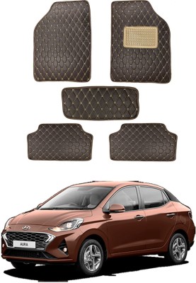 RKPSP Leatherite 5D Mat For  Hyundai Aura(Brown)