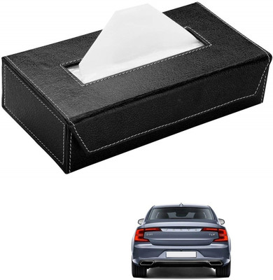 AuTO ADDiCT Car Tissue Box Paper Tissue Holder Black with 200 Sheets(100 Pulls) For Volvo S90 Vehicle Tissue Dispenser(Black)