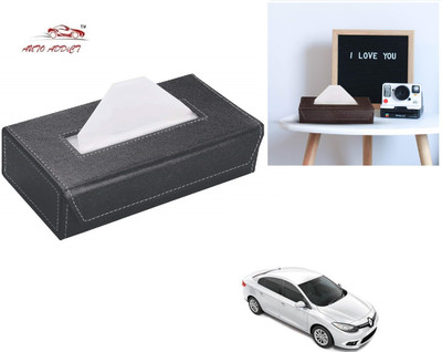 AuTO ADDiCT Car Tissue Box Paper Tissue Holder with 200 Sheets(100 Pulls) For Renault Fluence Vehicle Tissue Dispenser(Black)