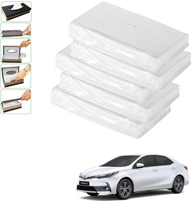 AuTO ADDiCT Car Tissue Refiller set of 5 Pcs with 200 Sheets (100 Pulls) in each For Toyota Corolla Altis New (2014-Present) Vehicle Tissue Dispenser(White)
