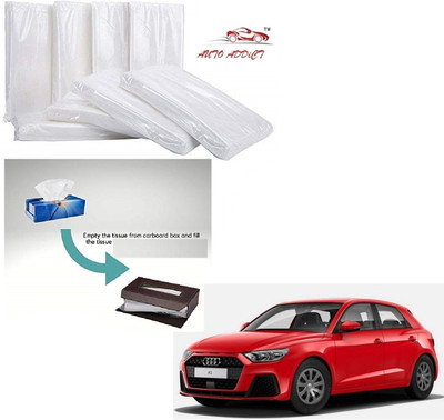 AuTO ADDiCT Car Tissue Box Refiller facial tissue (Pack of 10,100 pulls 2 ply,TISSUE REFILL ONLY) For Audi A1 Vehicle Tissue Dispenser(White)