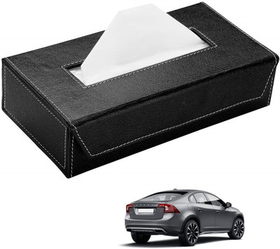 AuTO ADDiCT Car Tissue Box Paper Tissue Holder Black with 200 Sheets(100 Pulls) For Volvo S60 Vehicle Tissue Dispenser(Grey, Black)