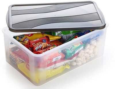UNDERZONE Plastic Bread Container  - 2000 ml(Pack of 6, Black, Clear)
