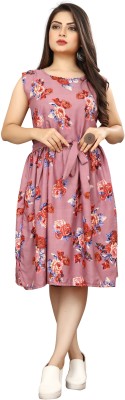 Rudra Fab Women Fit and Flare Pink Dress