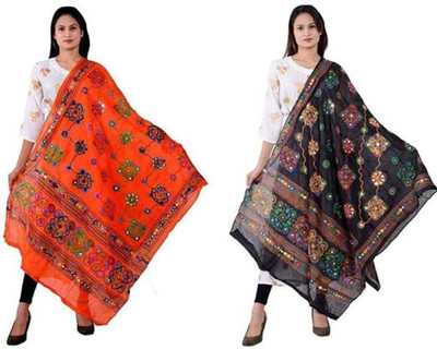 AVINZO Cotton Blend Embroidered Women Dupatta