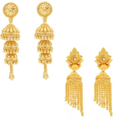 Panachee Temple Jewellery Gold Coated Multilayer Multicolor Pearl Beads Statement Chain Clip on hair Earrings Alloy Jhumki Earring