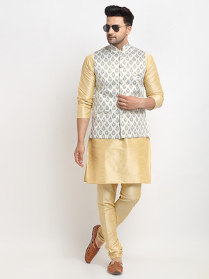kaifoo Men Kurta Churidar Ethnic Jacket Set
