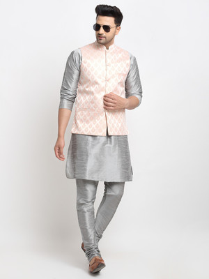 kaifoo Men Kurta Churidar Ethnic Jacket Set