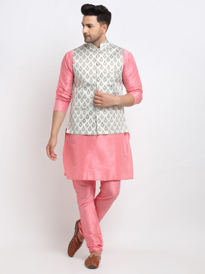 kaifoo Men Kurta Churidar Ethnic Jacket Set