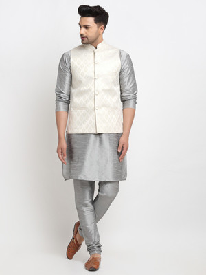 kaifoo Men Kurta Churidar Ethnic Jacket Set