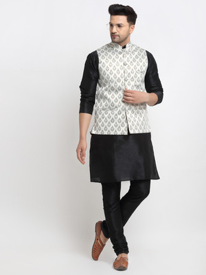 kaifoo Men Kurta Churidar Ethnic Jacket Set