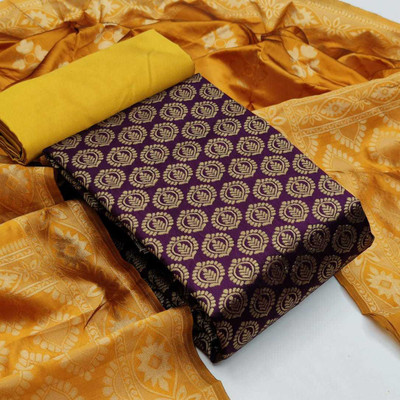 VredeVogel Cotton Silk Solid, Embellished Salwar Suit Material