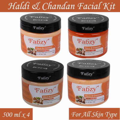 fabzy London Haldi And Chandan Facial Kit 4 in 1 Scrub 500 ml + Cream 500 ml + Gel 500 ml + Pack 500 ml -2000 ml(4 x 500 ml) fabzy London Haldi And Chandan Facial Kit 4 in 1 Scrub 500 ml + Cream 500 ml + Gel 500 ml + Pack 500 ml -2000 ml(4 x 500 ml)
