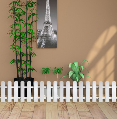 Gardenfix Fence/Picket Fence - Plant Partition Fence (with Spike for Soil Insert) Solid WPC Material - White - Big Size - 6 feet Fence Coverage (Set of 6) 0.3 m Fence Picket(White)