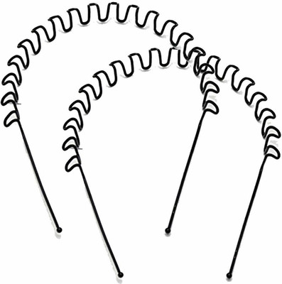efriendly Zigzag Headband For Unisex Wavy Hair Band For Boys And Girls ,Black Metal Zig Zag Wave Hairband - Unisex (Pack of 2) Head Band(Black)