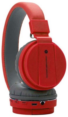 BAGATELLE 3D Bass Sh-12 Bluetooth Headphone With Mic Bluetooth Headset(Red, On the Ear)