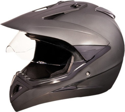 STUDDS MOTOCROSS WITH VISOR OFF ROAD SPORTS HELMET Motorbike Helmet(MATT BLACK)