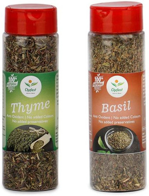 Chefast Pack Of 2 Thyme Herb (40g) And Basil Flakes (30g) For Pizza , Pasta and Cooking(70 g)