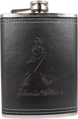 VISHMART Johnnie Walker and Stitched Leather Alcoholic Beverage Hip Flask Holder Stainless Steel Hip Flask(250 ml)