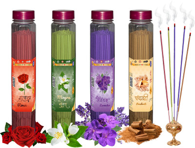 Shankh Rose, Mogra, Panchvati & Lavender Agarbatti (Incense Stick) Pack of 400 gram (100 + 100 + 100 + 100) Fragrances Rose, Mogra, Panchvati, Lavender(100 g, Set of 4)