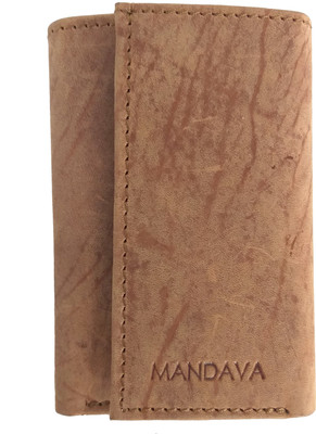 MANDAVA Genuine Leather Unisex Wallet with Key Pouch Key Case Key Chain