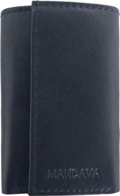 MANDAVA Genuine Leather Trifold Wallet with Key Pouch Key Case Key Chain