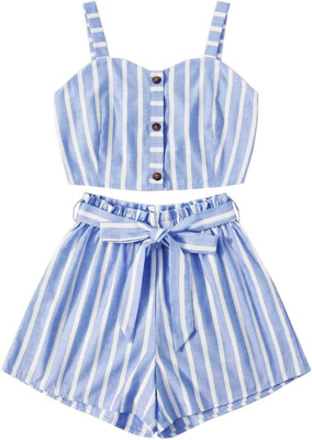 DRASHTI Girls Casual Top Shorts(Light Blue)