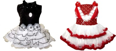 OMG Collection Baby Girls Midi/Knee Length Festive/Wedding Dress(Multicolor, Sleeveless)