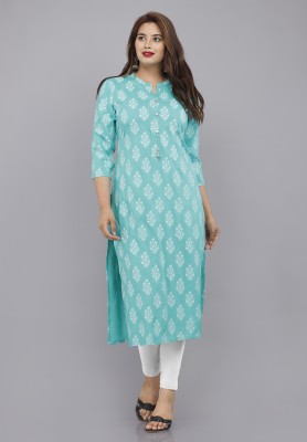 NAIKON Women Printed Straight Kurta(Light Blue)