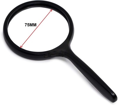GeoKraft Magnifying Glass Lens 75MM Double Glass for Reading, 10X High Power Handheld Magnifying Glass for Reading and viewing small objects 10X Magnifying Glass(Black)