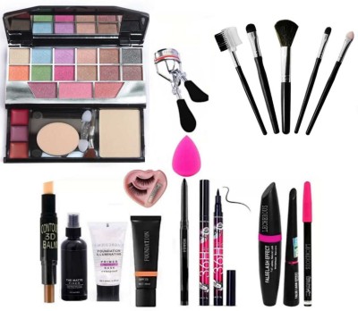 Hezruck 5pcs Makeup Brush set with TYA makeup kit 5024,3D contour stick,Primer, Fixer, high quality foundation, Kajal, Waterproof 36H Sketch eyeliner and 3in1 Combo set ,eyelashes curler and eyelashes with glue and beauty blender (Pack of 13) Hezruck 5pcs Makeup Brush set with TYA makeup kit 5024,3D contour stick,Primer, Fixer, high quality foundation, Kajal, Waterproof 36H Sketch eyeliner and 3in1 Combo set ,eyelashes curler and eyelashes with glue and beauty blender (Pack of 13)