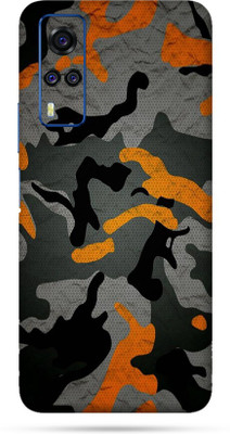 Satisfactory Vivo Y51A Mobile Skin(Orange Camouflage Skin With Matte Finish)
