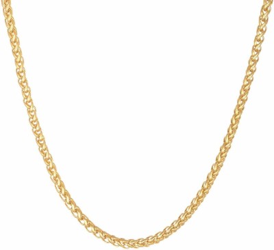 Karishma Kreations Mens Jewellery Valentine High Polish Stylish Fancy Party Wear Titanium Long Necklace Handmade Sterling Silver Golden Neckless chain latest design Casual Style Daily use Simple Dazzling Gold & Silver Color Solid Titanium Plated SS Chain Most Popular Curb Necklace Sachin Rope Wheat 