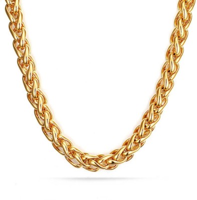 Karishma Kreations Mens Jewellery Valentine High Polish Stylish Fancy Party Wear Titanium Long Necklace Handmade Sterling Silver Golden Neckless chain latest design Casual Style Daily use Simple Dazzling Gold & Silver Color Solid Titanium Plated SS Chain Most Popular Curb Necklace Sachin Rope Wheat 