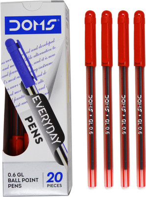 DOMS DF 0.6 GL Red Ink Ball Pen(Pack of 80, Ink Color - Red)