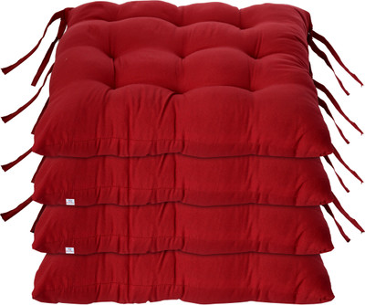 Heart Home Microfibre Solid Chair Pad Pack of 4(Maroon)