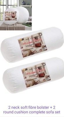 Decor 2 LUXURY FIBRE BOLSTER + 2 ROUND CUSHION Polyester Fibre Solid Bolster Pack of 4(Multicolor)
