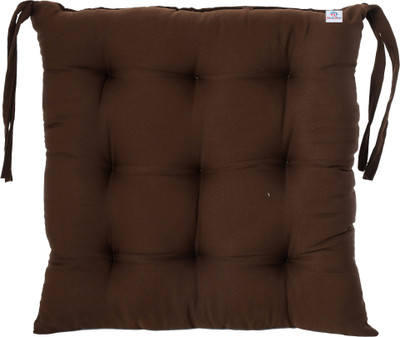 Heart Home Microfibre Solid Chair Pad Pack of 1(Brown)