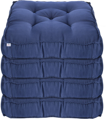 Heart Home Microfibre Solid Chair Pad Pack of 4(Blue)