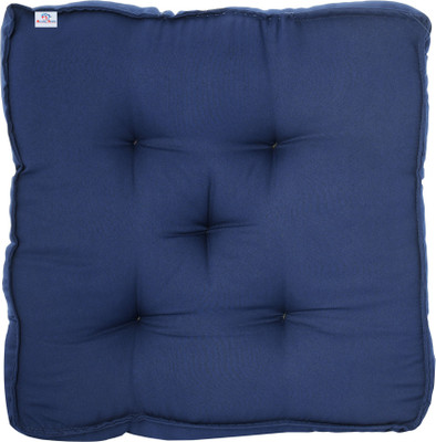 Heart Home Microfibre Solid Chair Pad Pack of 1(Blue)