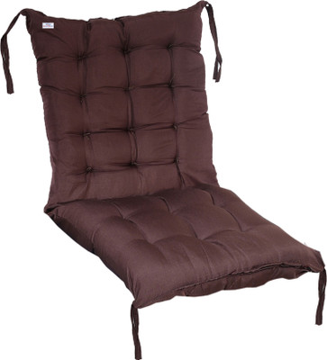 Heart Home Microfibre Solid Chair Pad Pack of 1(Brown)