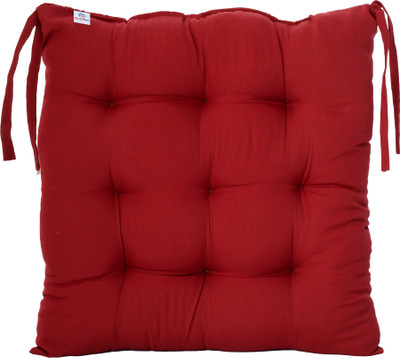 Heart Home Microfibre Solid Chair Pad Pack of 1(Maroon)