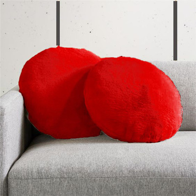 PICKKART Microfibre Solid Cushion Pack of 2(Red)
